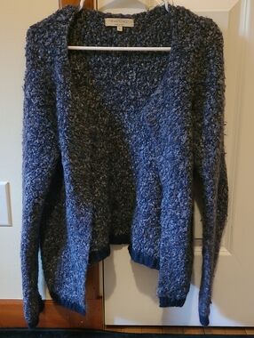 Silvia Novelli Blue-Gray Bouclé Open Cardigan